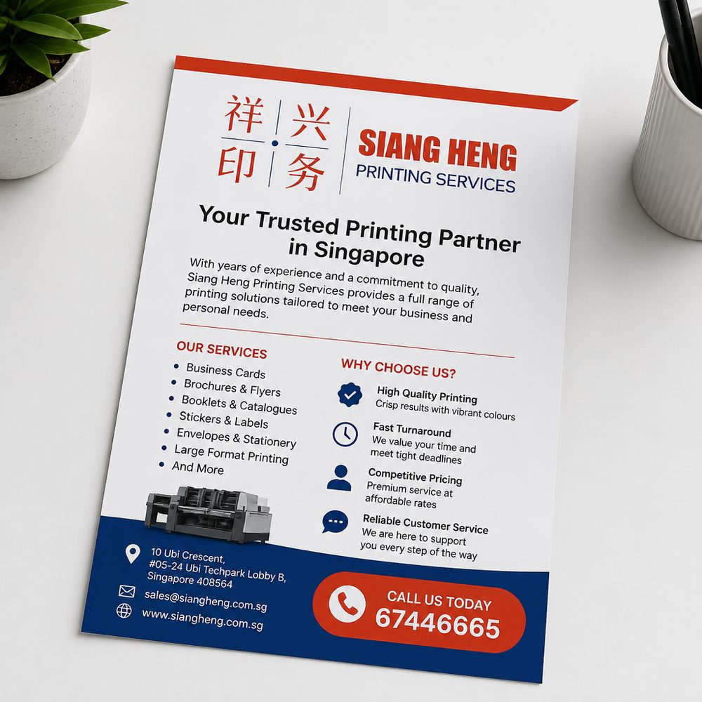 Flyer printing Singapore - custom full colour flyers by Siang Heng
