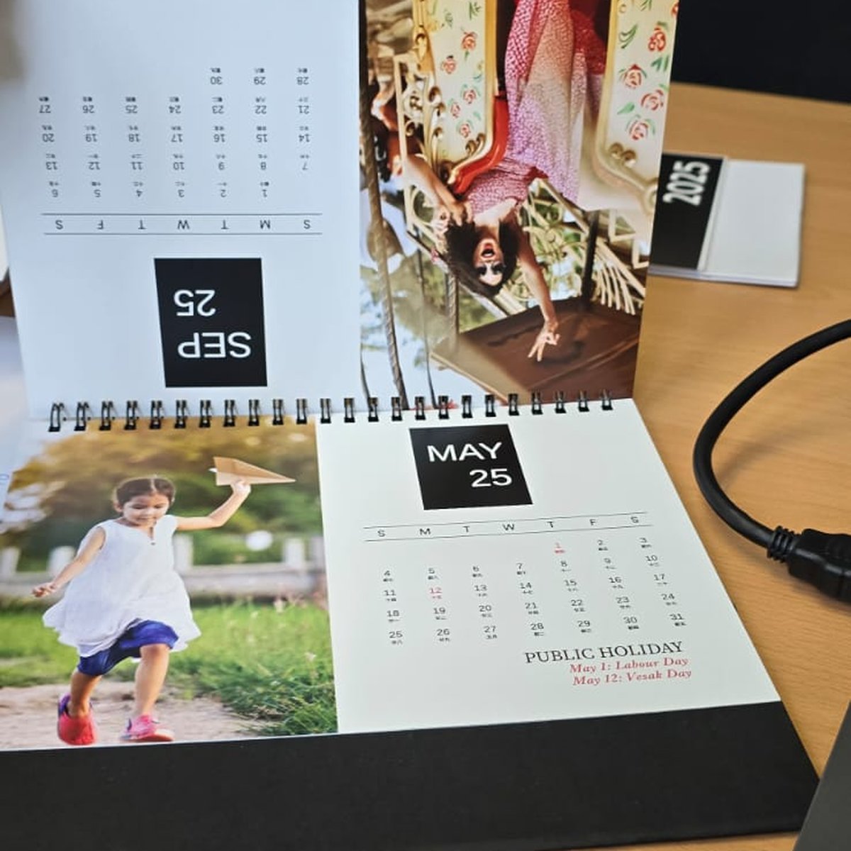 Personalised desktop calendar printing Singapore - custom monthly photo pages by Siang Heng