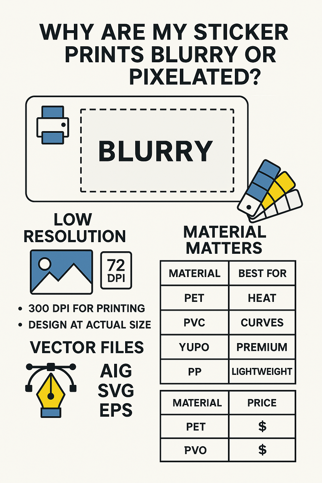 🧾 Why Are My Sticker Prints Blurry or Pixelated?