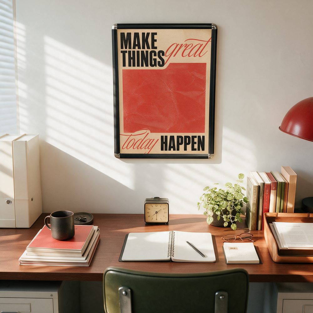 Aluminium snap frame with motivational poster on office wall - aluminium snap frame printing Singapore - Siang Heng Printing Services Singapore