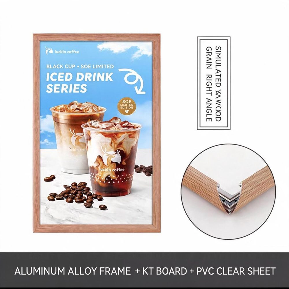 Wooden grain aluminium snap frame poster display - aluminium snap frame printing Singapore - Siang Heng Printing Services Singapore