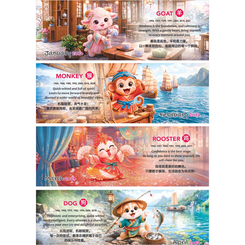 Zodiac Babies 7314 desk calendar printing Singapore - monthly photos by Siang Heng