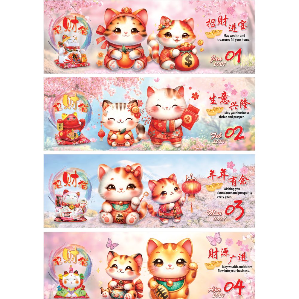 Fortune Cat 7319 desk calendar printing Singapore - monthly photos by Siang Heng